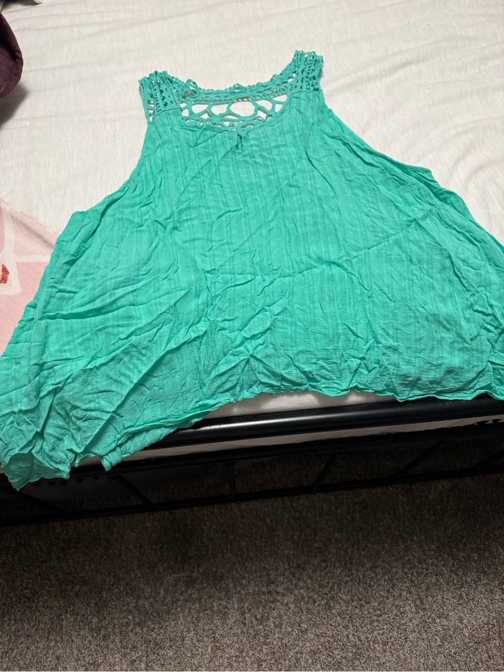 Maurices Crochet Yoke Sleeveless Tank - Teal